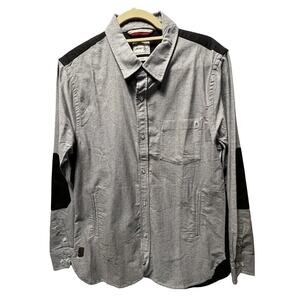 UNITRYB Shirt Button-Up Men's Size L Long Sleeves Hand Pockets Gray